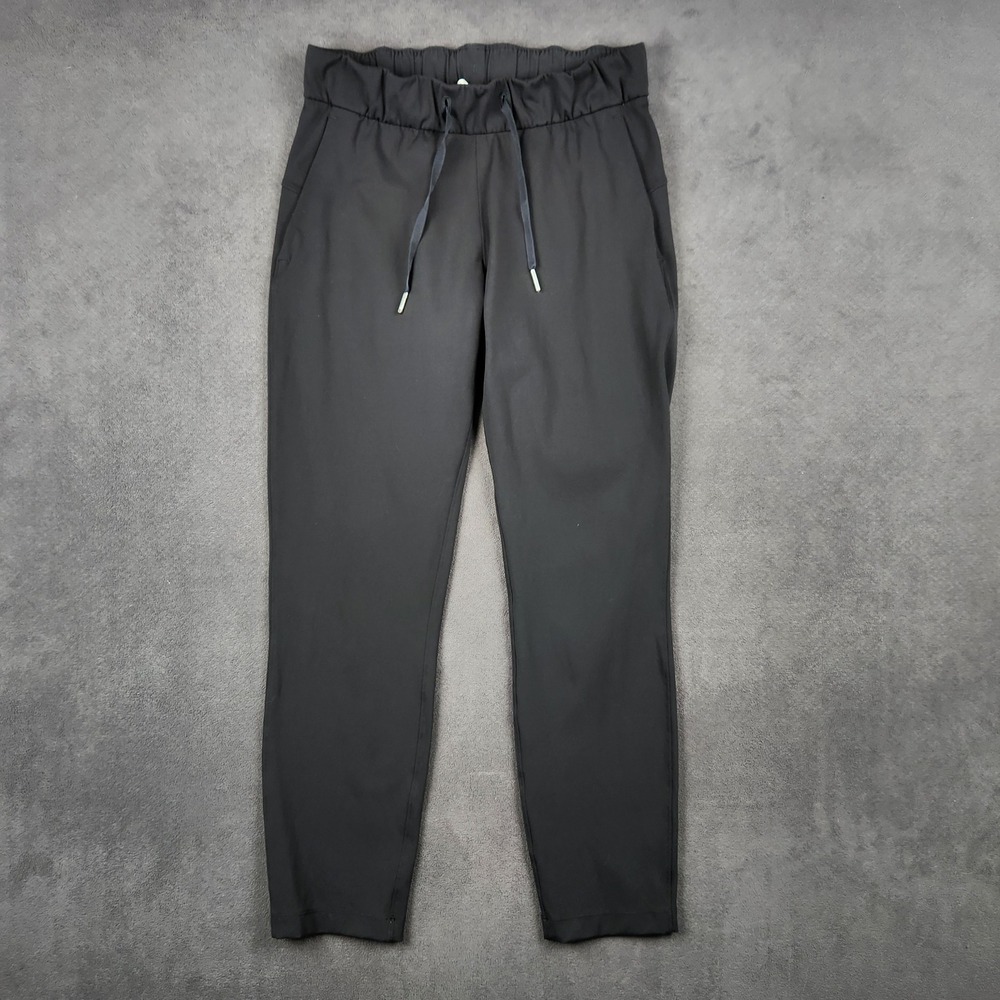 lululemon On the Fly 7/8 Pant Womens 4‎ Black Luxtreme Drawstring Casual LW5ASMS